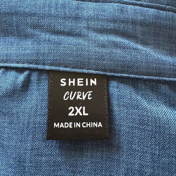 SHEIN Two-Tone Blue Button Down Shirt - Picture 5 of 5